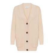 Zachte Gebreide Vest met V-hals en Zakken Saint Tropez , Beige , Dames