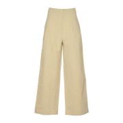 Crème Broek Elegante Stijl Roberto Collina , Beige , Dames