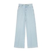 Denim Hoge Taille Wijde Pijp Broek Twinset , Blue , Dames