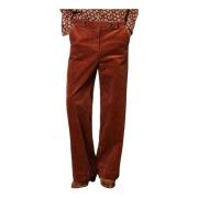 Corduroy Wide-Leg Trousers with Pockets Massimo Alba , Orange , Dames