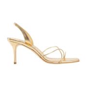 Goudnappa Leren Stiletto Hak Sandaal Manolo Blahnik , Yellow , Dames