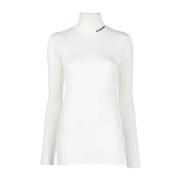 Logo Print High Neck Long Sleeve Jil Sander , White , Dames