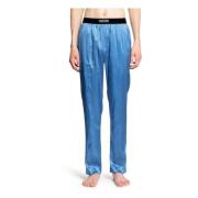 Zijden Pyjama met Jacquard Tailleband Tom Ford , Blue , Heren