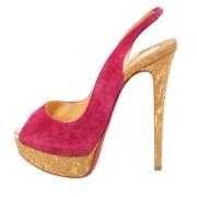 Pre-owned Suede heels Christian Louboutin Pre-owned , Pink , Dames