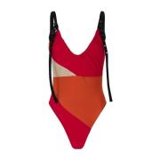 Rode Lycra Monokini met Gespen Me-Fui , Red , Dames