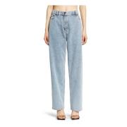 Faded Blue Loose Fit Denim Broek Magda Butrym , Blue , Dames