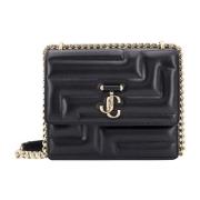 Zwarte leren schoudertas met klep Jimmy Choo , Black , Dames