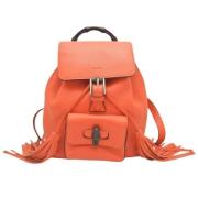 Pre-owned Leather backpacks Gucci Vintage , Orange , Dames