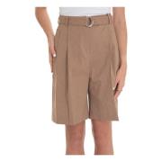 Linnen Bermuda Shorts Wijde Pijpen Stretch Boss , Brown , Dames