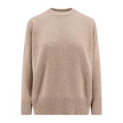 Cashmere Crew-Neck Sweater met Monili Detail Brunello Cucinelli , Beig...