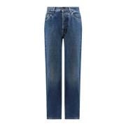 Blauwe Jeans met Plooi, Gemaakt in Italië Alexander McQueen , Blue , H...