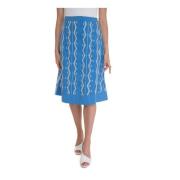 Wijd Uitlopende Rok met Voorknoopsluiting Suncoo , Blue , Dames