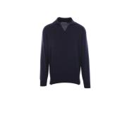 Blauwe Cashmere Polo Sweater Brunello Cucinelli , Blue , Heren