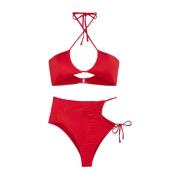 Bikini Fascia E Slip Retro'regolabile Lovers' Line F**k , Red , Dames