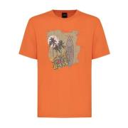 T-Shirt MET Grafische Print F**k , Orange , Heren