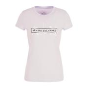 Lila Biologisch Katoenen T-shirt met Print Armani Exchange , Purple , ...