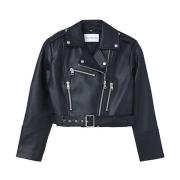Biker Style Faux Leather Jacket Calvin Klein , Black , Dames