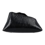 Zwarte Craquelle Leren Clutch Handtas The Attico , Black , Dames