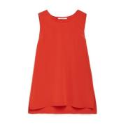 Zijden Crepe De Chine Tanktop Maliparmi , Red , Dames