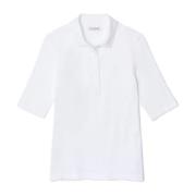 Rechte Lijn 3/4 Mouw Polo Lacoste , White , Dames