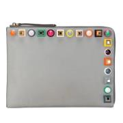 Pre-owned Leather clutches Fendi Vintage , Gray , Dames