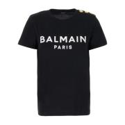 Casual Katoenen T-Shirt Balmain , Black , Dames