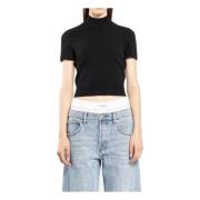 Top met reliëflogo en opstaande kraag Alexander Wang , Black , Dames