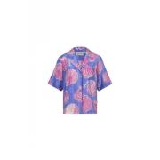 Blauwe Print Korte Mouwen Blouse Fabienne Chapot , Multicolor , Dames