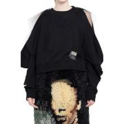 Zwarte Tule Overlay Crewneck Sweater Undercover , Black , Dames