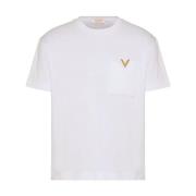 Goudkleurig Logo Katoenen T-shirts en Polos Valentino Garavani , White...