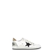 Witte Leren Glitter Sneakers Golden Goose , White , Dames