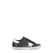 Zwarte Leren Sneakers met Iconische Ster Golden Goose , Black , Dames