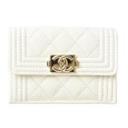 Pre-owned Leather wallets Chanel Vintage , White , Dames