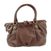 Pre-owned Leather handbags Gucci Vintage , Brown , Dames