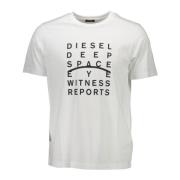 Logo Tee Korte Mouw Wit Katoen Diesel , White , Heren