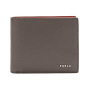 Gedrukt Lederen Bi-fold Portemonnee Furla , Brown , Heren