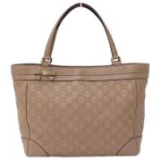 Pre-owned Leather totes Gucci Vintage , Beige , Dames