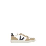 Beige Pebbled Leren Sneakers Veja , Multicolor , Heren