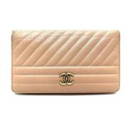 Pre-owned Leather wallets Chanel Vintage , Pink , Dames