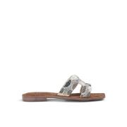 Rhinestone Platte Sandalen Alma EN Pena , White , Dames