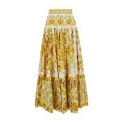 Gele Maiolica Lange Rok Dolce & Gabbana , Yellow , Dames