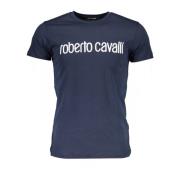 Luxe Bedrukt T-shirt in Blauw Roberto Cavalli , Blue , Heren