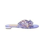 Metalen leren muilen met vlinderuitsparingen Aquazzura , Blue , Dames