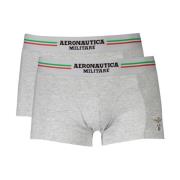 Grijze Katoenen Boxershorts Bi-Pack Aeronautica Militare , Gray , Here...