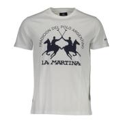 Logo Print Katoenen T-shirt La Martina , White , Heren