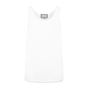 Scoop-Neck Logo Tank Top Gucci , White , Heren