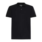 Zwarte Polo met Logo-Tape Alexander McQueen , Black , Heren