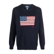 Hunter Navy Flag Pullover Polo Ralph Lauren , Blue , Heren