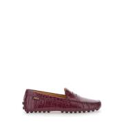 Bordeaux Croco Print Mocassin Platte Schoenen Tod's , Red , Dames