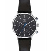 Stalen Herenhorloge Grijs Leer Adidas , Gray , Heren